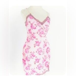 WILD FABLE Blush Pink Floral Lace-Trim Slip Dress